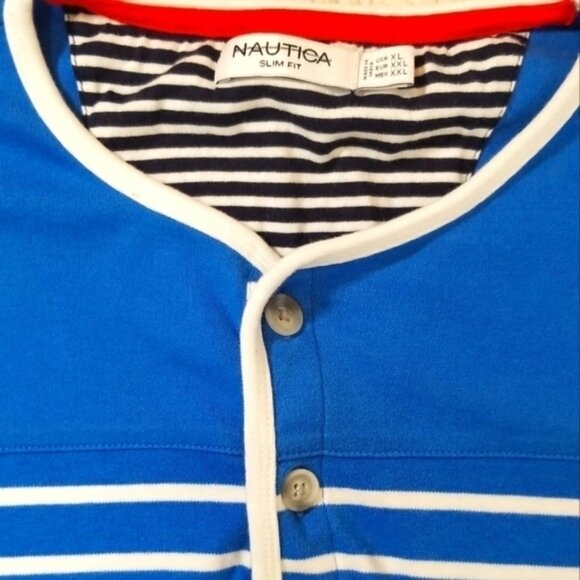 Nautica Men's Jersey Slim Fit Size XL Long Sleeve Blue Sailing Cotton - Picture 3 of 5